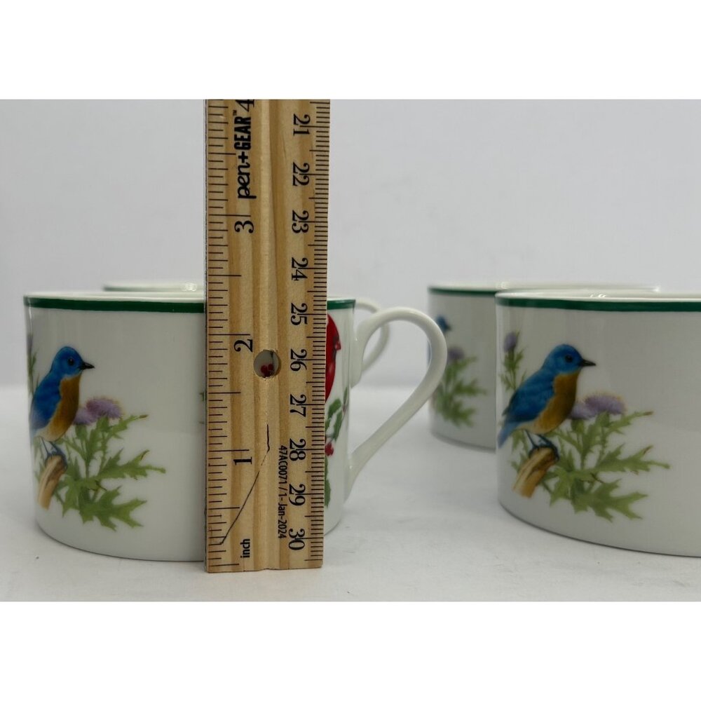 4 Songbirds Coffee Tea Cups Porcelain Cardinal Bluebird Goldfinch Chickadee VTG - Picture 8 of 12